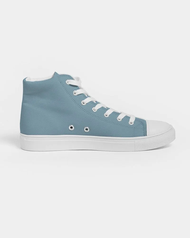 Shaded Pale Pastel Cyan Gray High-Top Canvas Sneakers | Men's | C30M0Y0K30