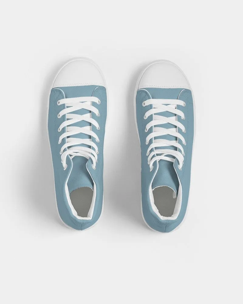 Shaded Pale Pastel Cyan Gray High-Top Canvas Sneakers | Men's | C30M0Y0K30