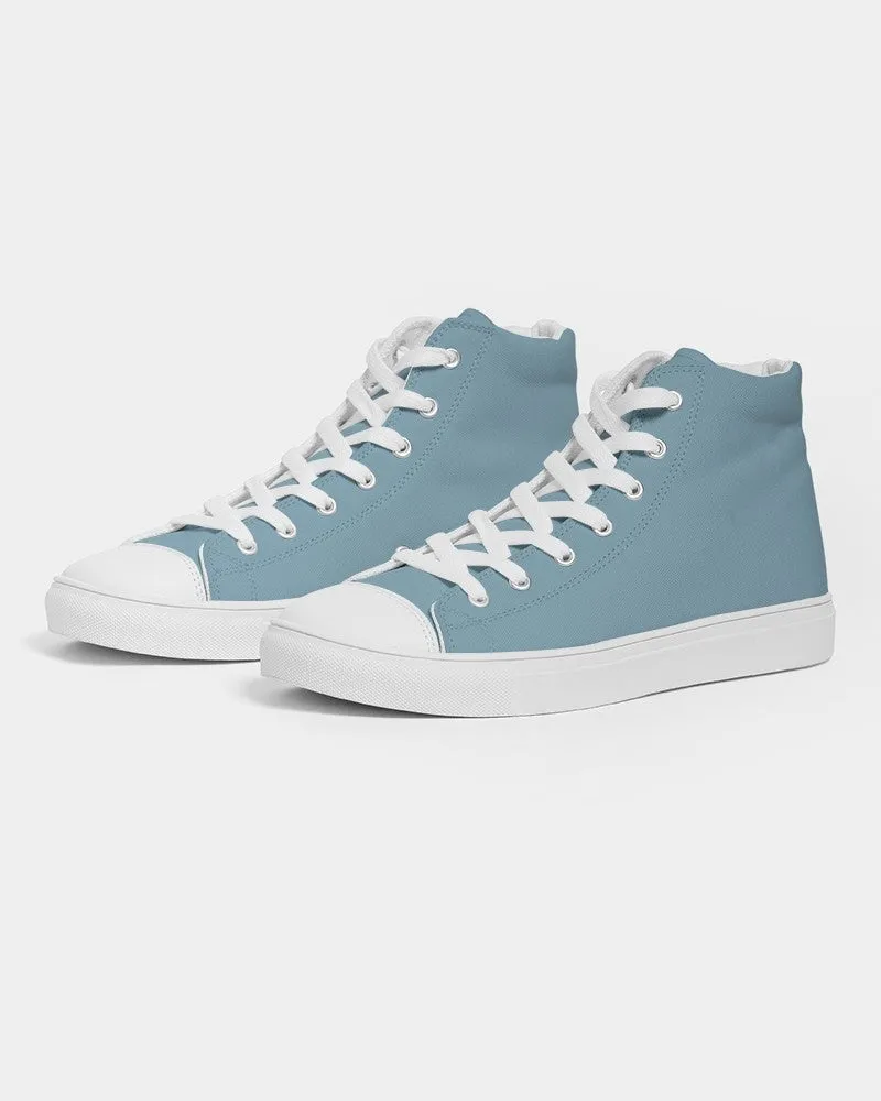 Shaded Pale Pastel Cyan Gray High-Top Canvas Sneakers | Men's | C30M0Y0K30