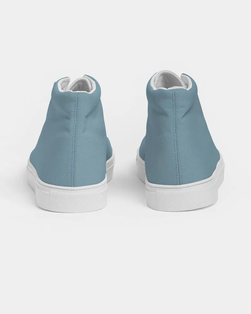 Shaded Pale Pastel Cyan Gray High-Top Canvas Sneakers | Men's | C30M0Y0K30