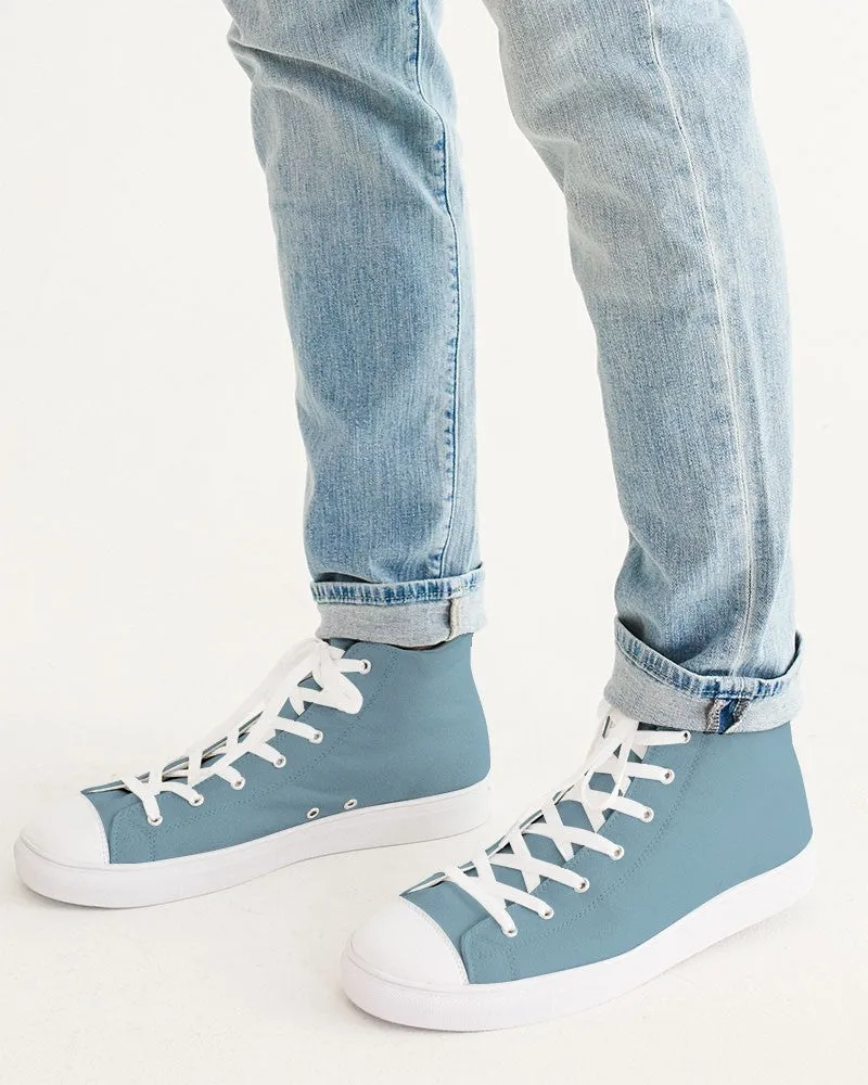 Shaded Pale Pastel Cyan Gray High-Top Canvas Sneakers | Men's | C30M0Y0K30