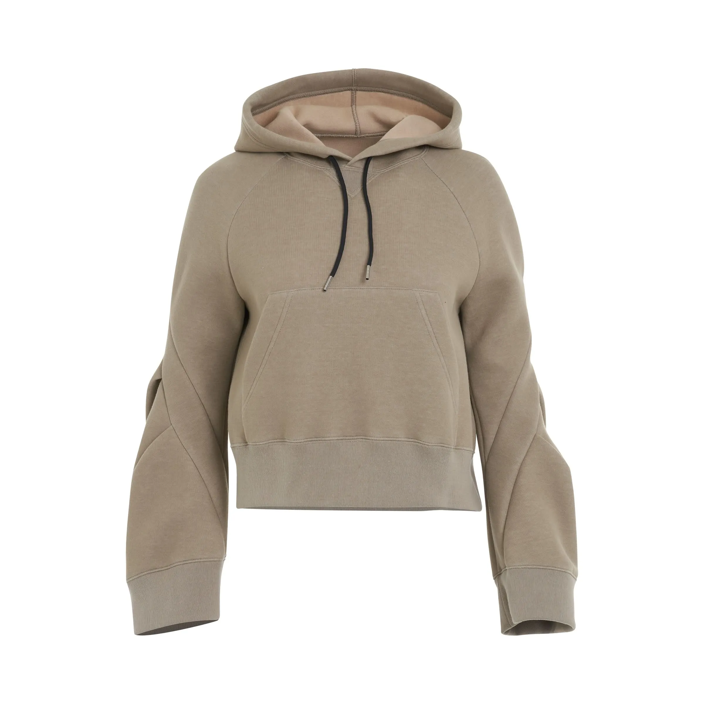 Sponge Sweat Hoodie with Sleeve Detail in Light Khaki