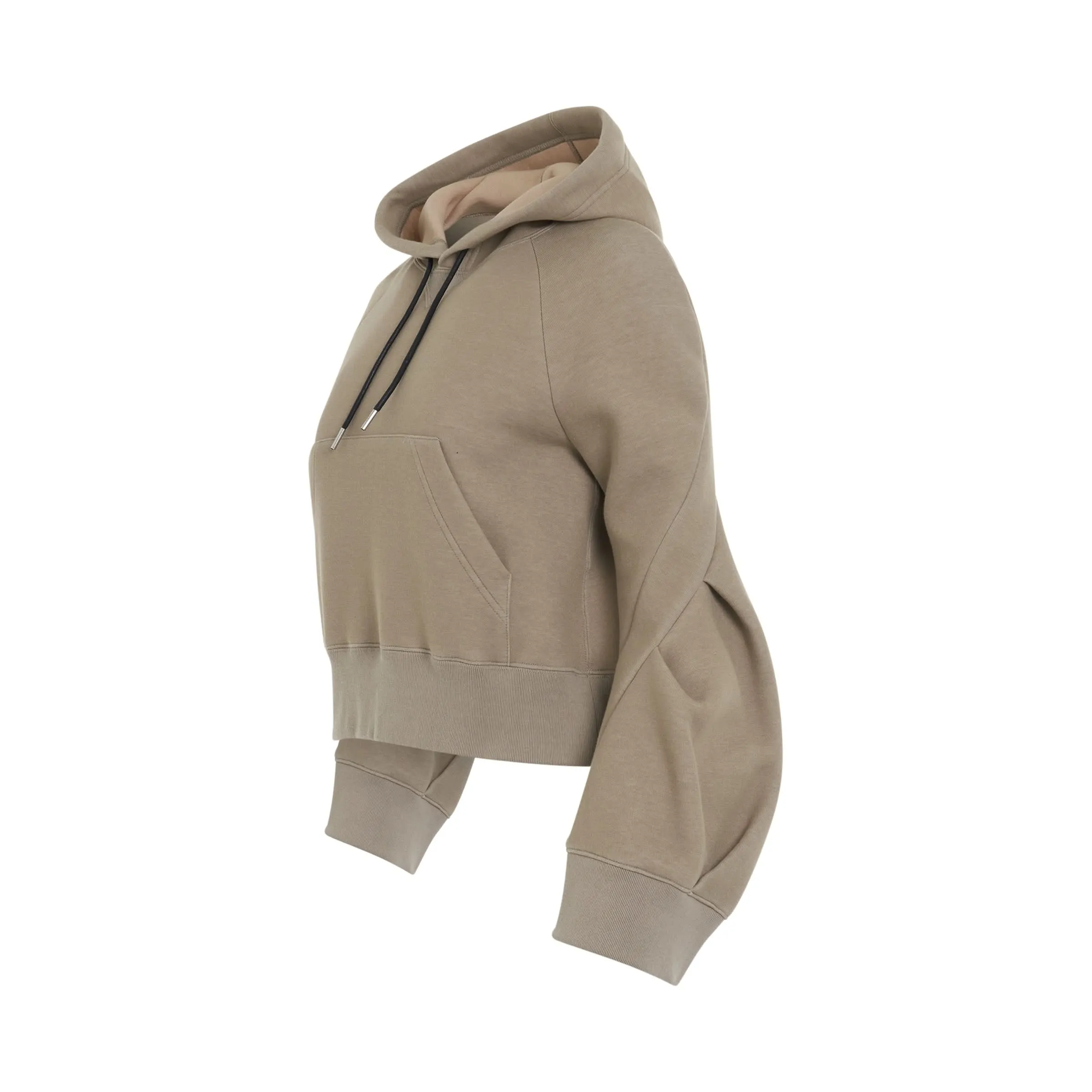 Sponge Sweat Hoodie with Sleeve Detail in Light Khaki