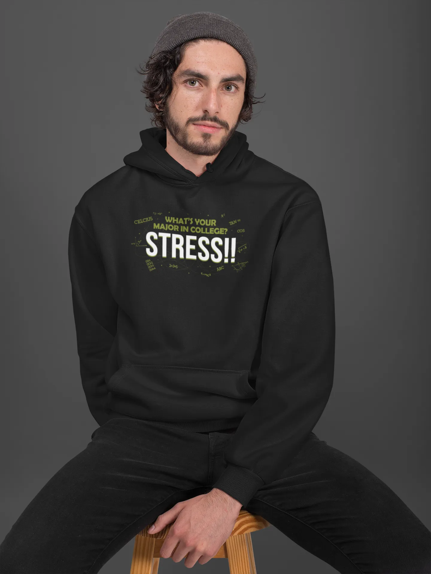 Stress Hoodie Unisex Hoodie Black