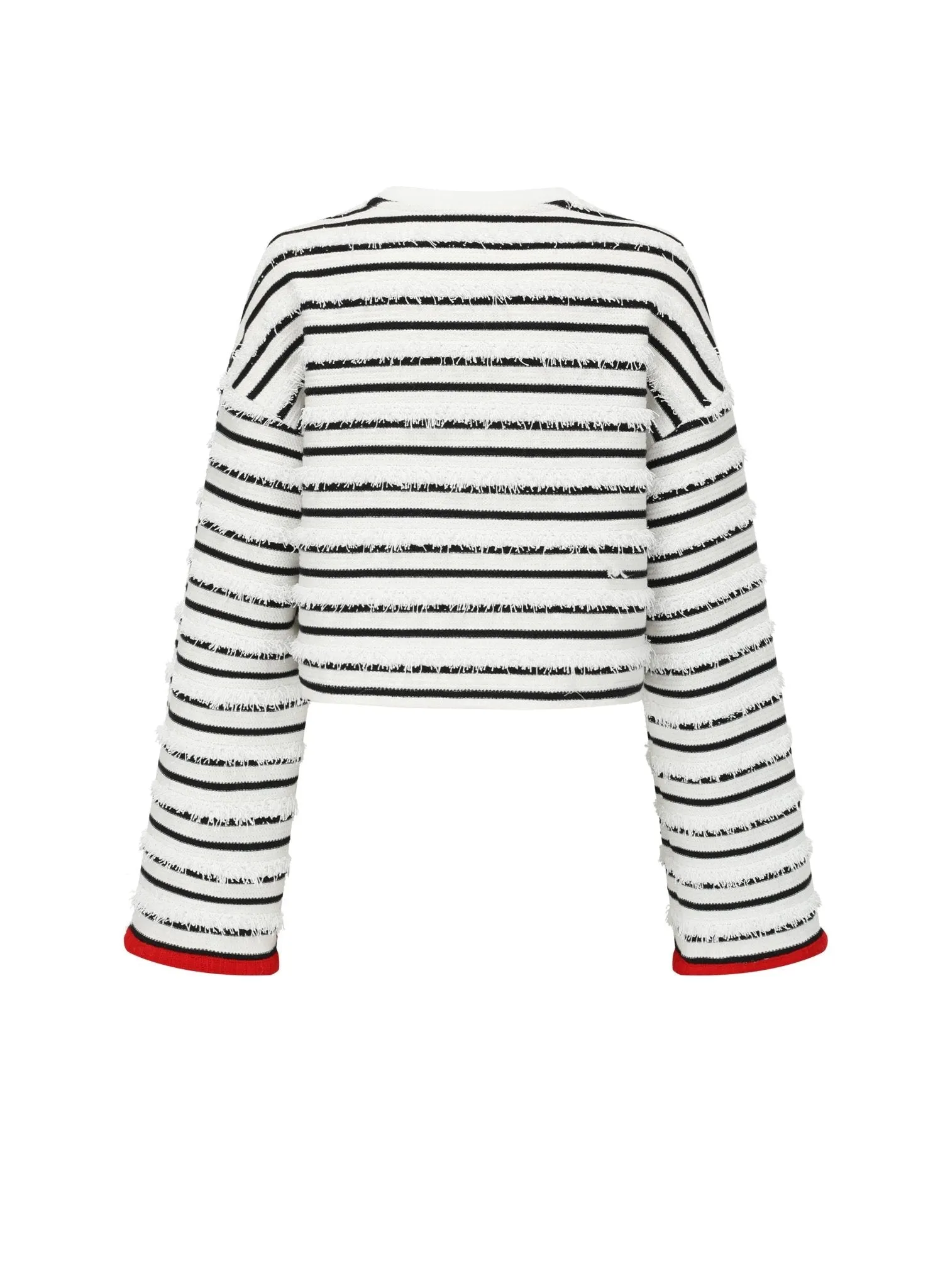 Stripe Cropped Sweatshirt in Black And White