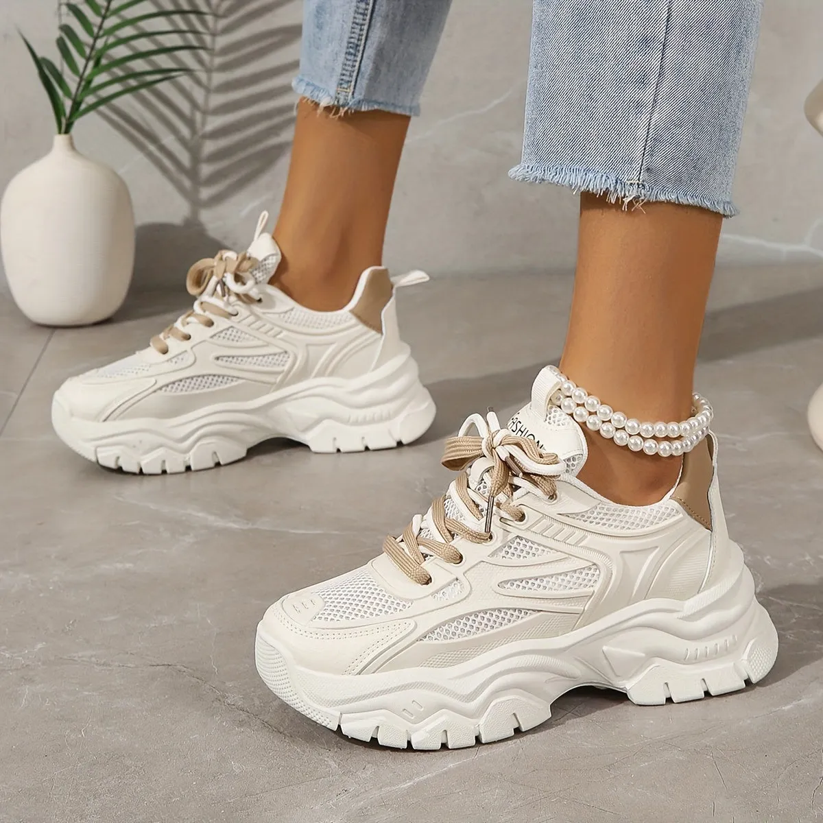 Stylish Mesh Chunky Sneakers for Fashion-Conscious Women | Perfect for Everyday Wear