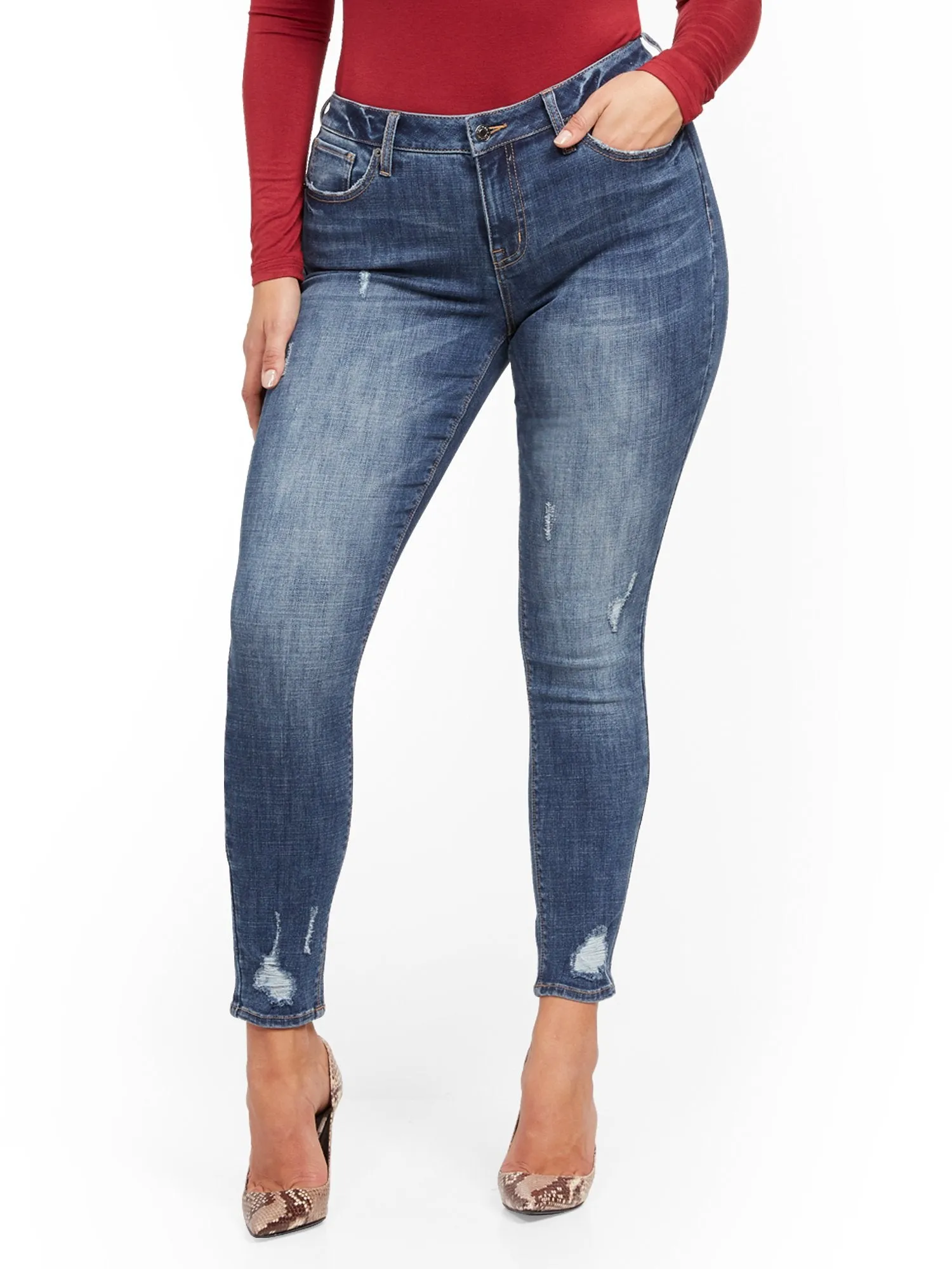 Sunday Mid-Rise Super-Skinny Jeans - Chameleon Blue