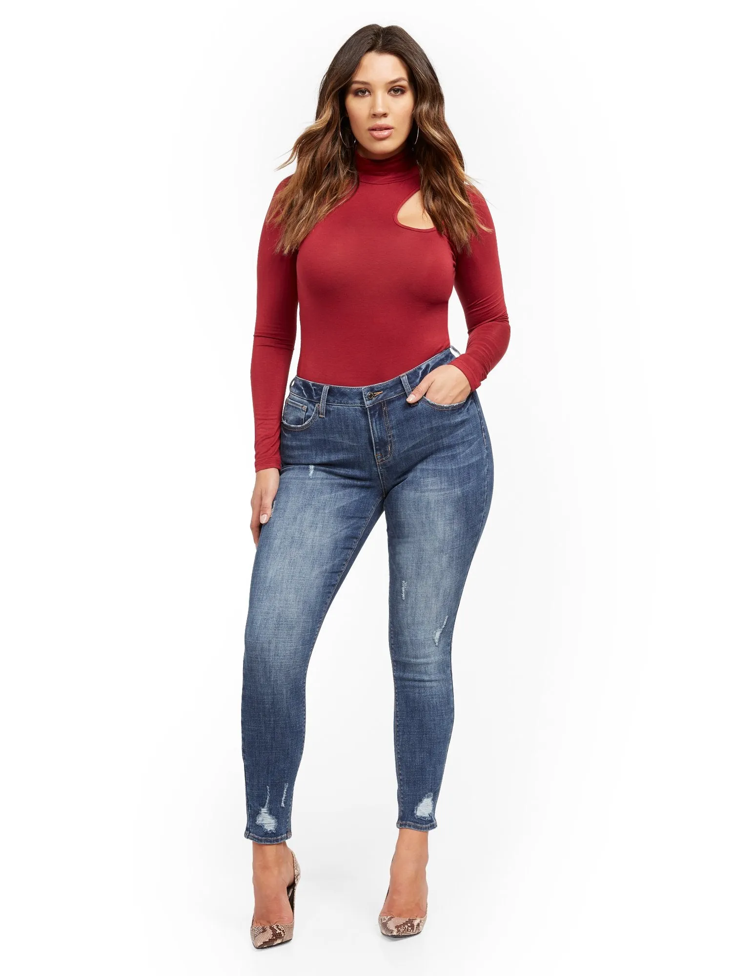 Sunday Mid-Rise Super-Skinny Jeans - Chameleon Blue