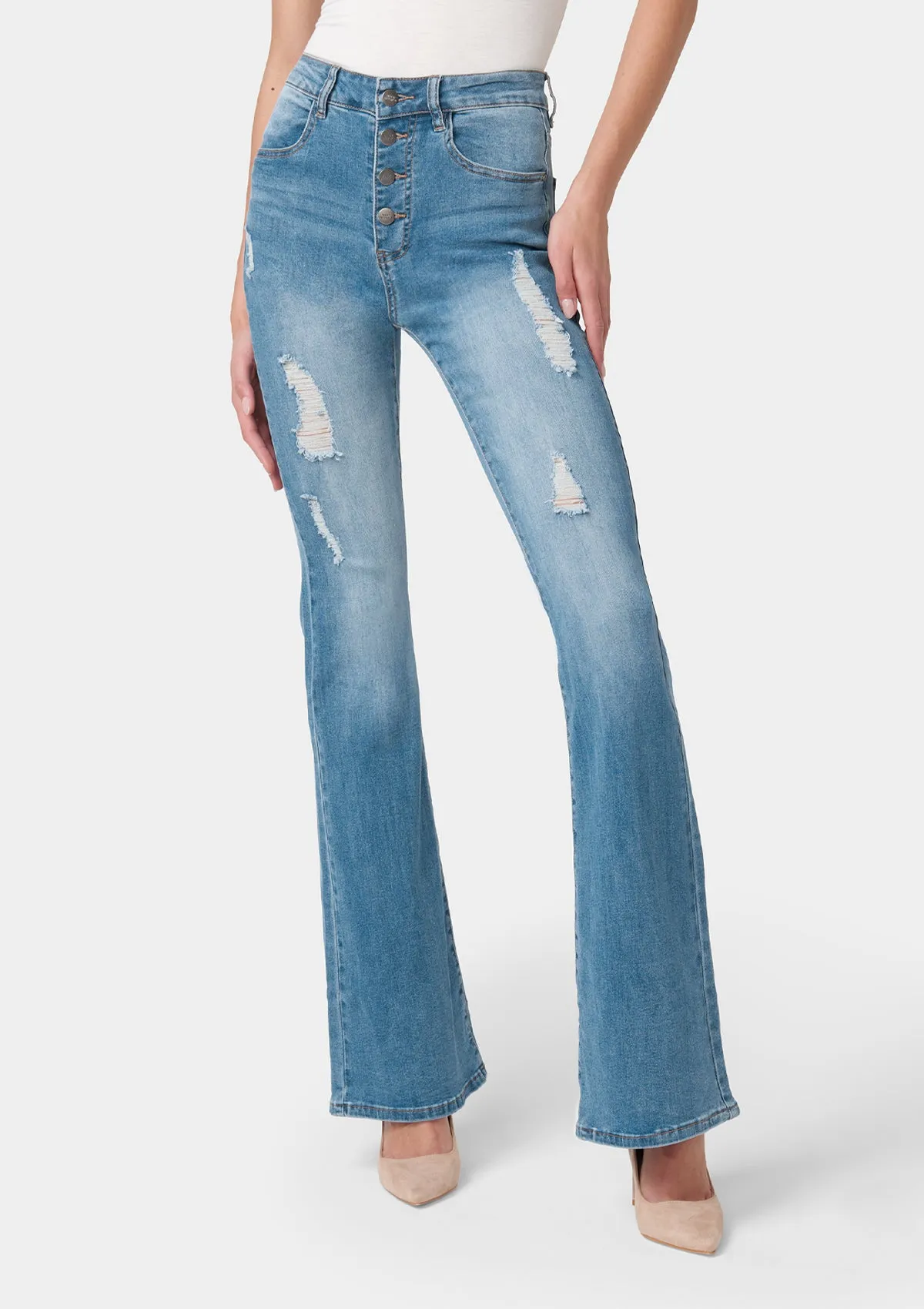 Tall Cindy Distressed Flare Jeans