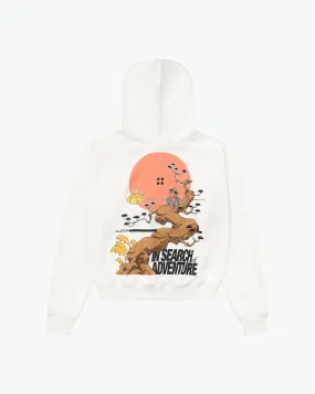 The Search Of Adventure  Heavyweight Hoodie / White