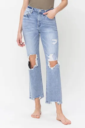 VERVET 90's High Rise Distressed Straight Jeans